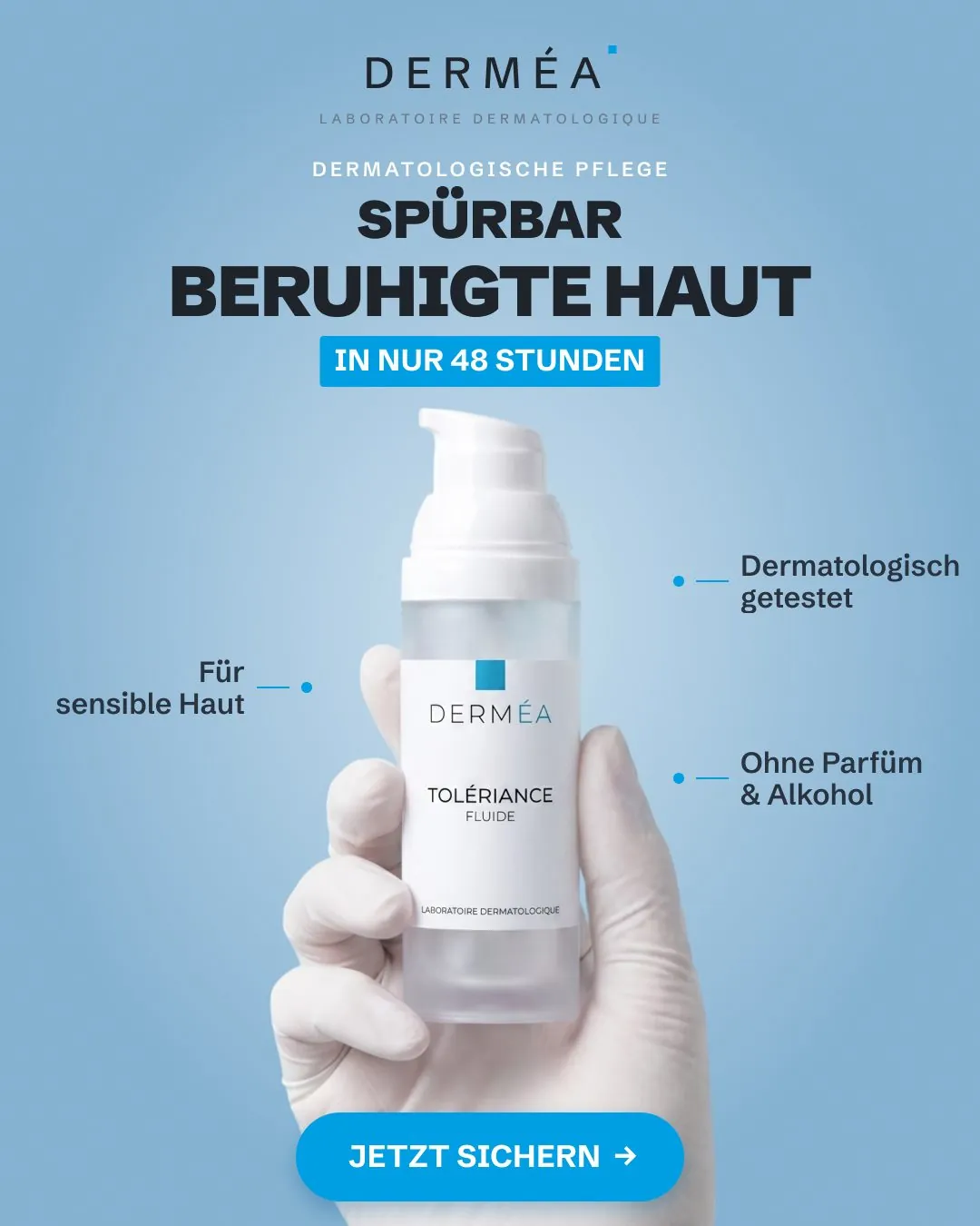 Derméa Visibly Calmer Skin clinical skincare ad design by Kai